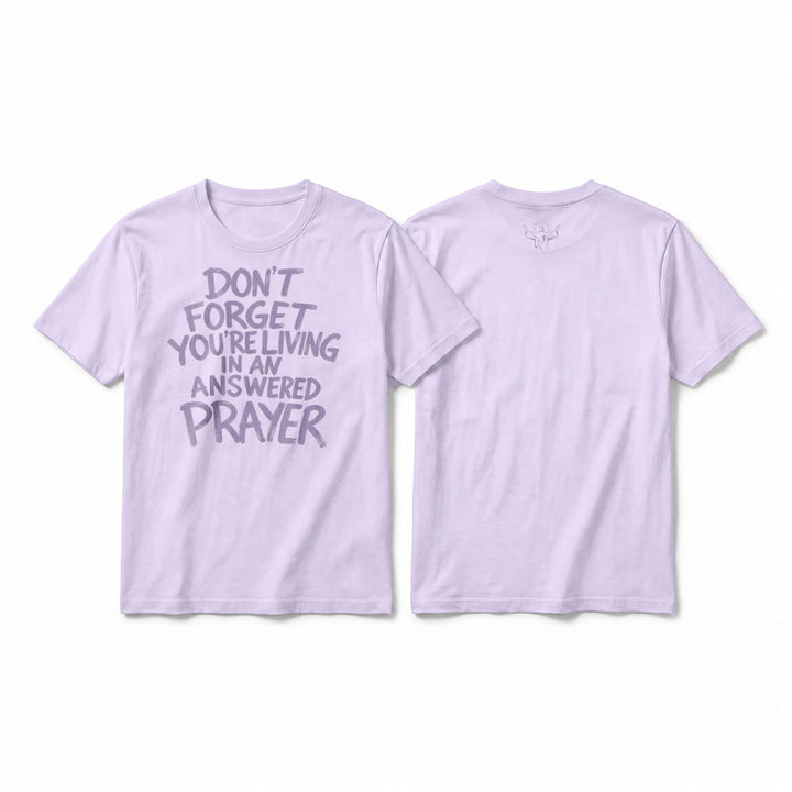 Christianartworkshop "Don't Forget You're Living In An Answered Prayer" Premium Short Sleeve T-Shirt - Purple - 2XL - image 7
