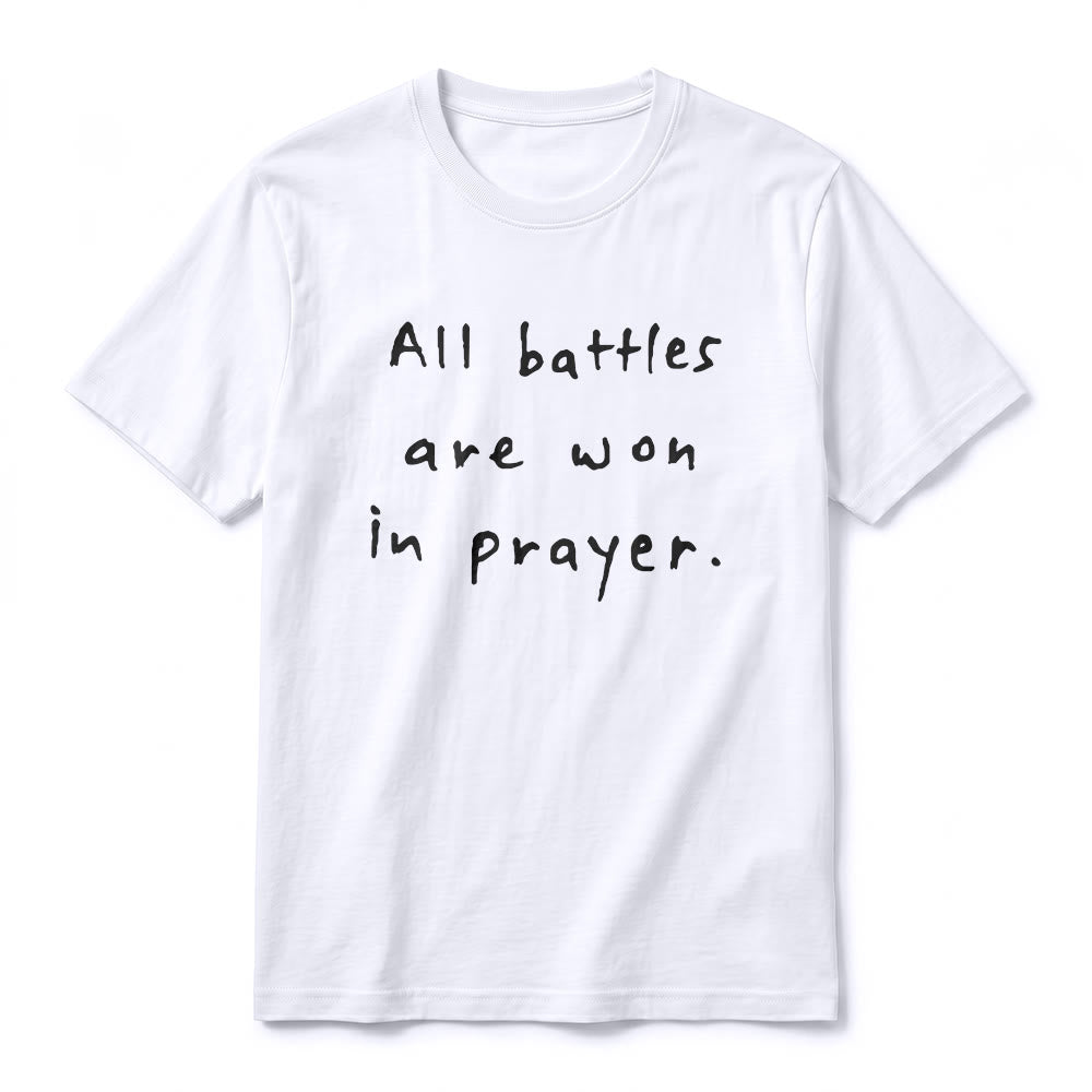 Christianartworkshop All Battles Are Won In Prayer Faith Affirmation Premium Short Sleeve T-Shirt - image 5