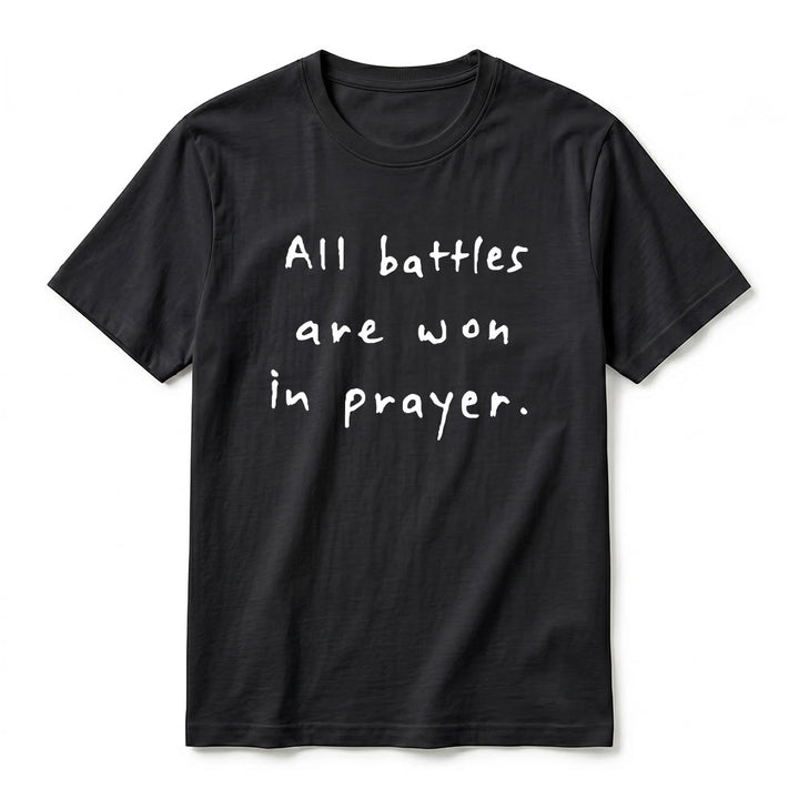 Christianartworkshop All Battles Are Won In Prayer Faith Affirmation Premium Short Sleeve T-Shirt - image 11