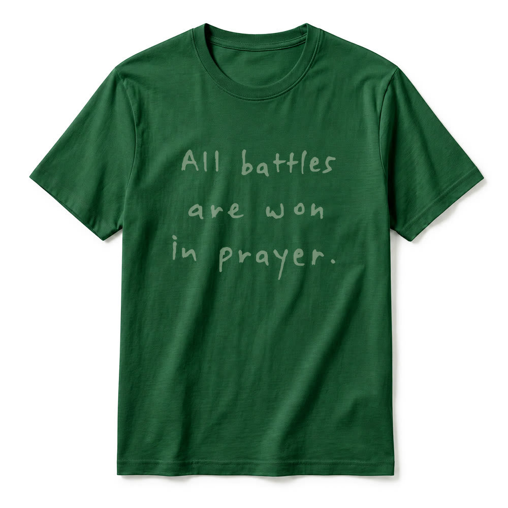 Christianartworkshop All Battles Are Won In Prayer Faith Affirmation Premium Short Sleeve T-Shirt - image 23