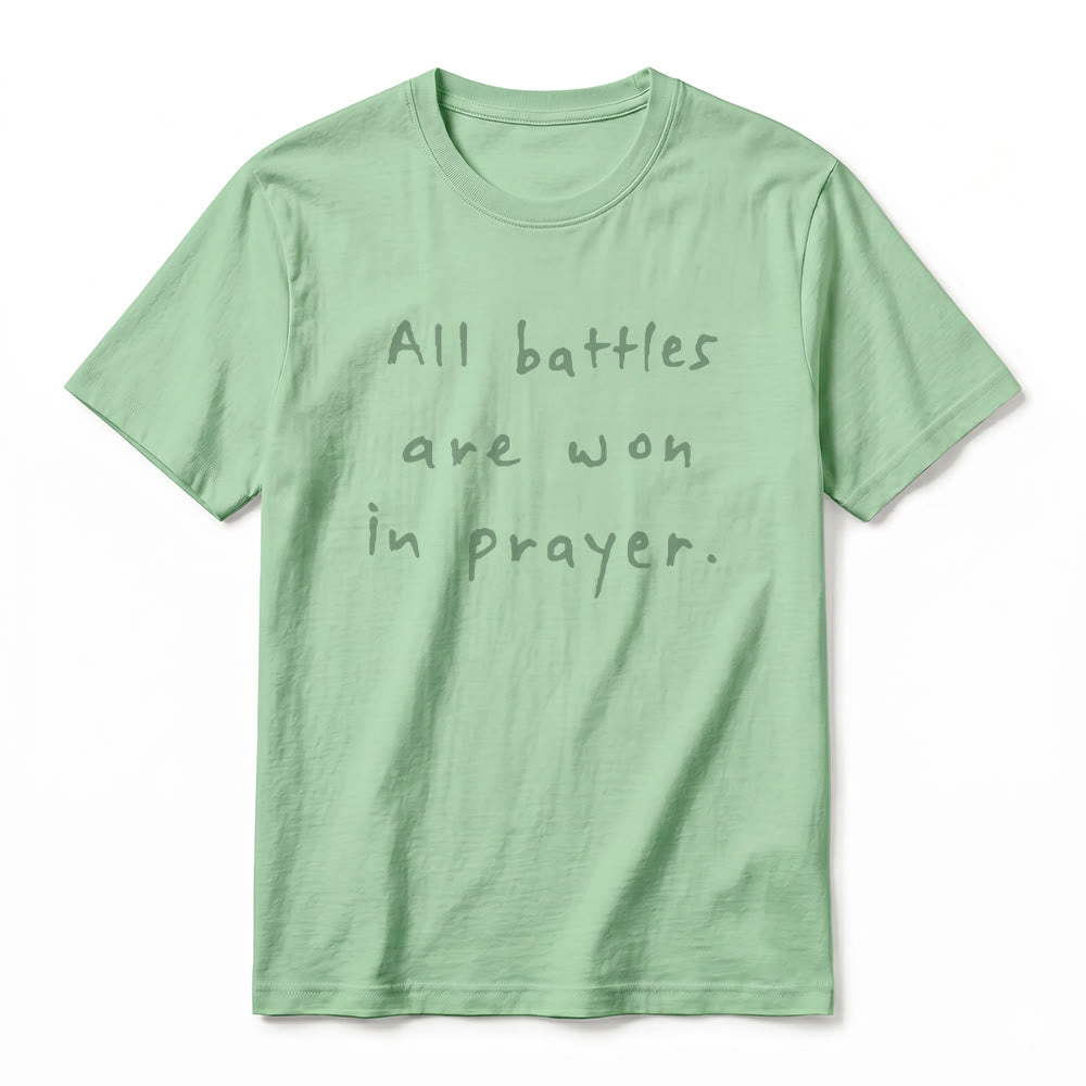 Christianartworkshop All Battles Are Won In Prayer Faith Affirmation Premium Short Sleeve T-Shirt - image 20