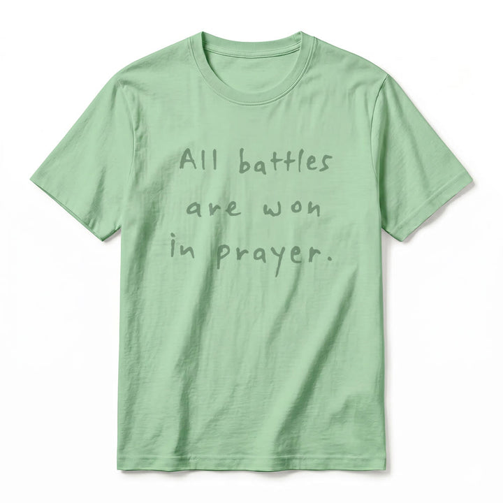 Christianartworkshop All Battles Are Won In Prayer Faith Affirmation Premium Short Sleeve T-Shirt - image 20