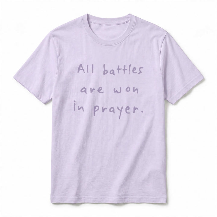 Christianartworkshop All Battles Are Won In Prayer Faith Affirmation Premium Short Sleeve T-Shirt - image 2