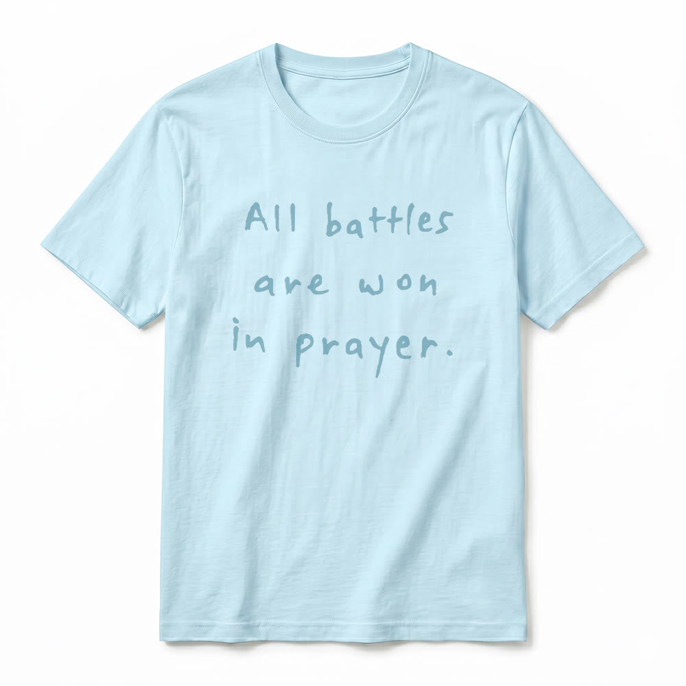 Christianartworkshop All Battles Are Won In Prayer Faith Affirmation Premium Short Sleeve T-Shirt - image 17