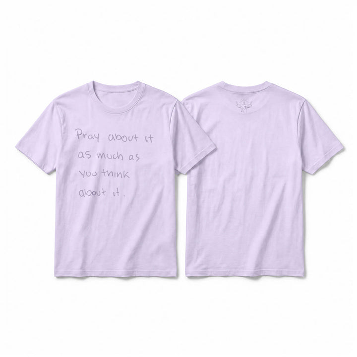 Christianartworkshop "Pray about it as much as you think about it" Handwritten Faith Premium Short Sleeve T-Shirt - Purple - 2XL - image 4