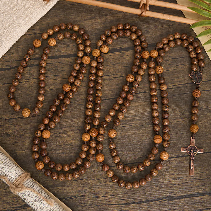 Christianartworkshop Traditional 15/20 Decade Wooden Rosary with St. Benedict & Crucifix - image 6