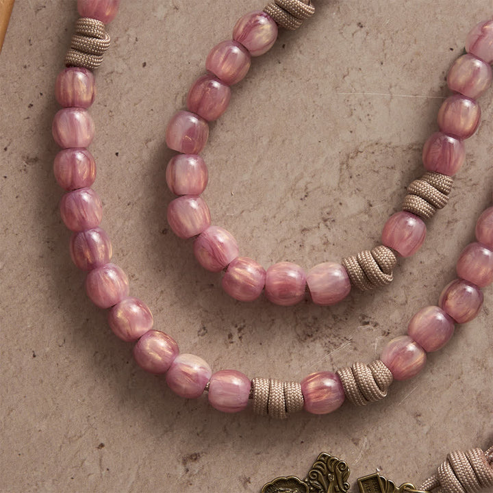 Christianartworkshop Blush Pink Paracord Rosary with Antique Bronze St. Benedict - image 3
