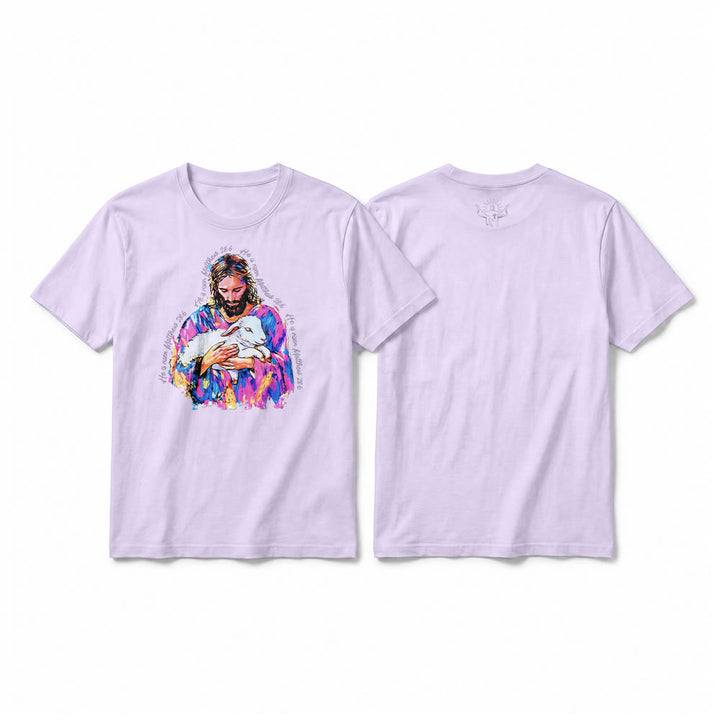 Christianartworkshop "He is Risen Matthew 28:6" Jesus and the Lamb Premium Short Sleeve T-Shirt - Purple - 2XL - image 10