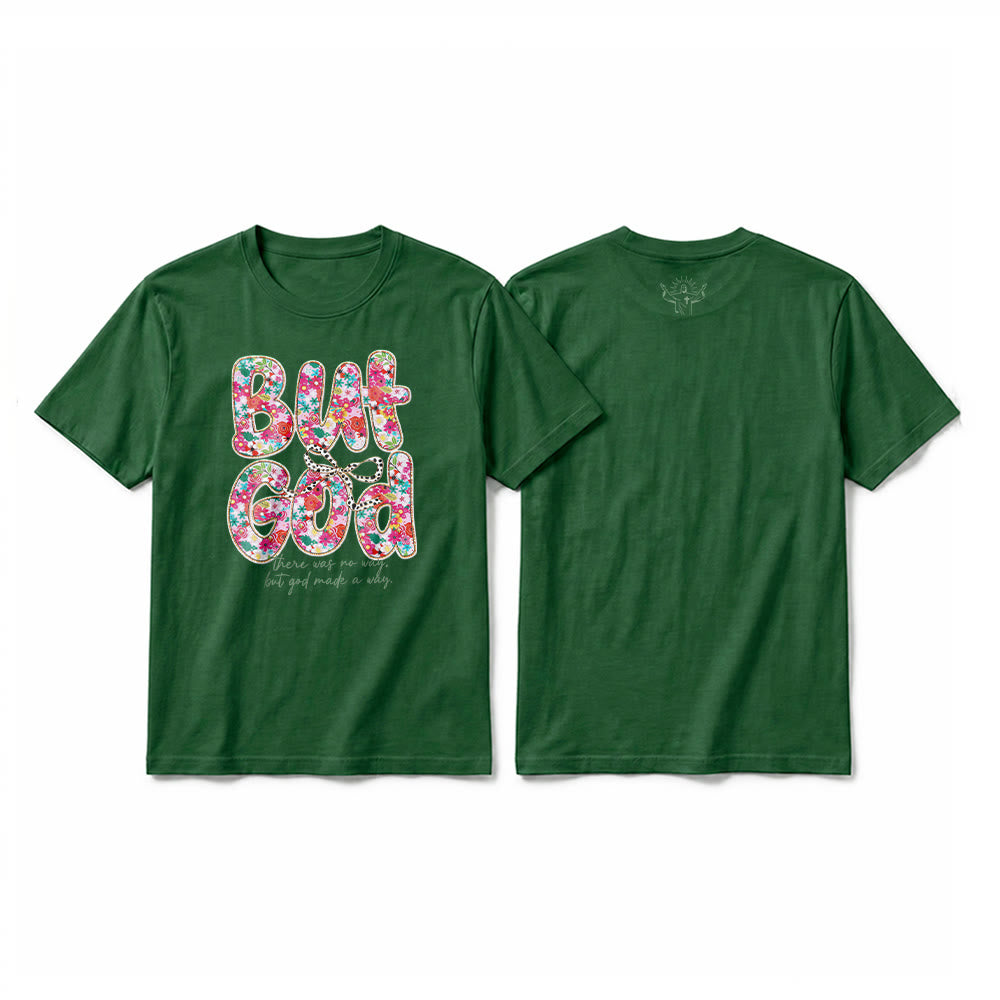 Christianartworkshop "But God Made a Way" Floral Letter Premium Short Sleeve T-Shirt - Dark Green - 2XL - image 4