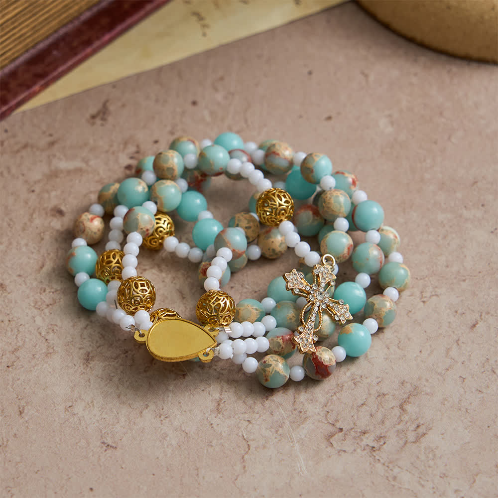 Christianartworkshop Soft Aqua Shoushan Stone Rosary: Our Lady Marian Devotion - image 4