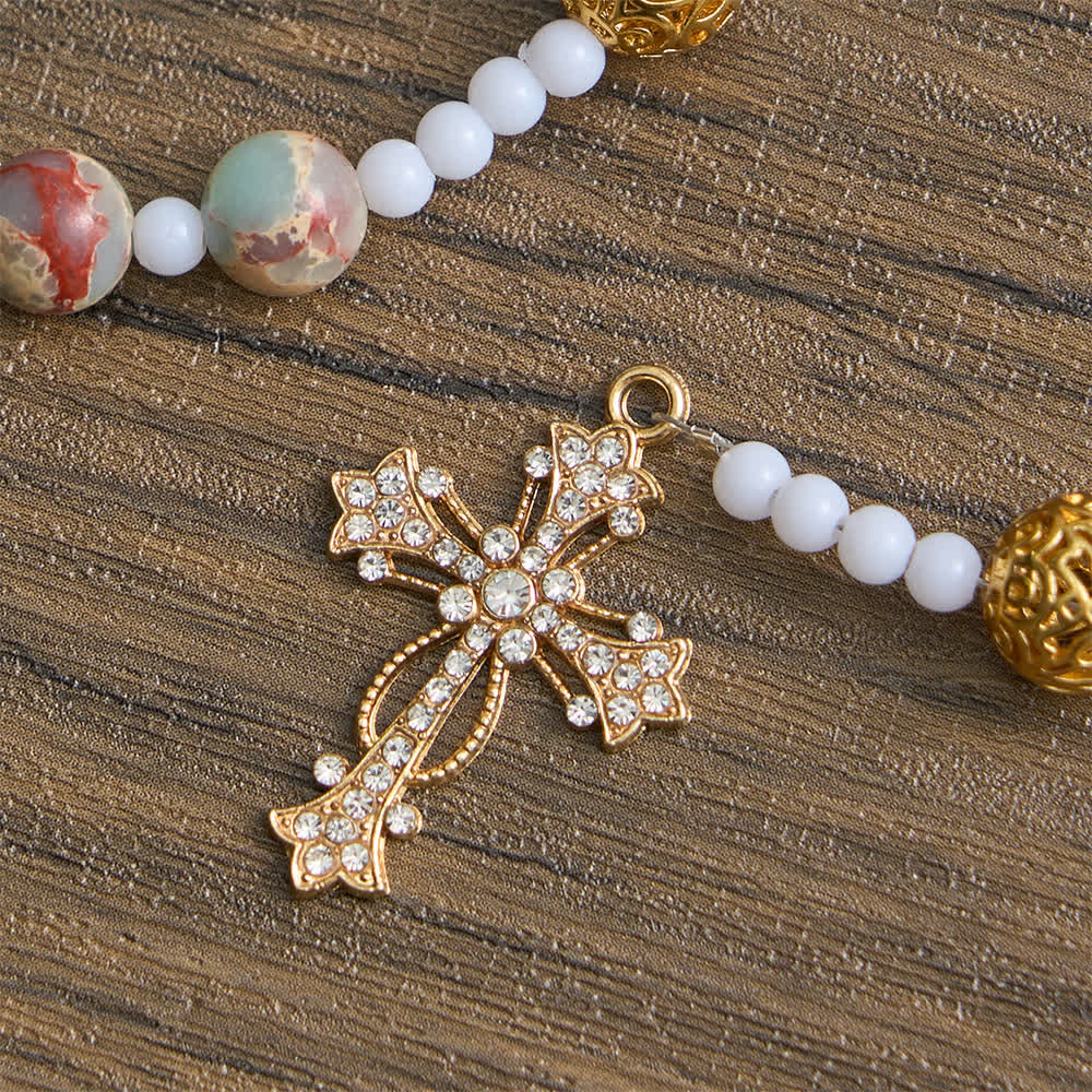 Christianartworkshop Soft Aqua Shoushan Stone Rosary: Our Lady Marian Devotion - image 8