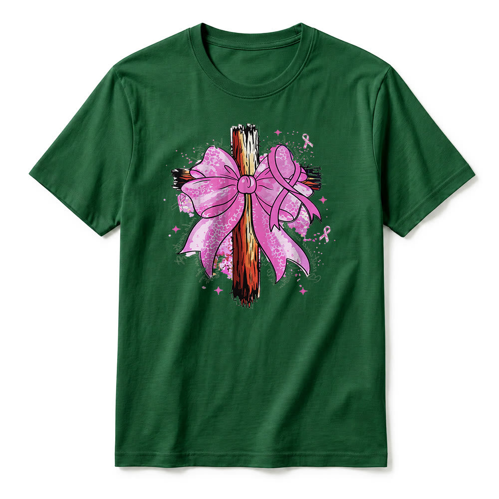 Christianartworkshop Cross with Ribbon & Bow Premium Short Sleeve T-Shirt - image 2