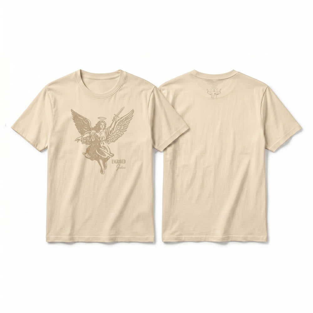 Christianartworkshop "Engraved Joshua" Warrior Angel Premium Short Sleeve T-Shirt - Beige - 2XL - image 10