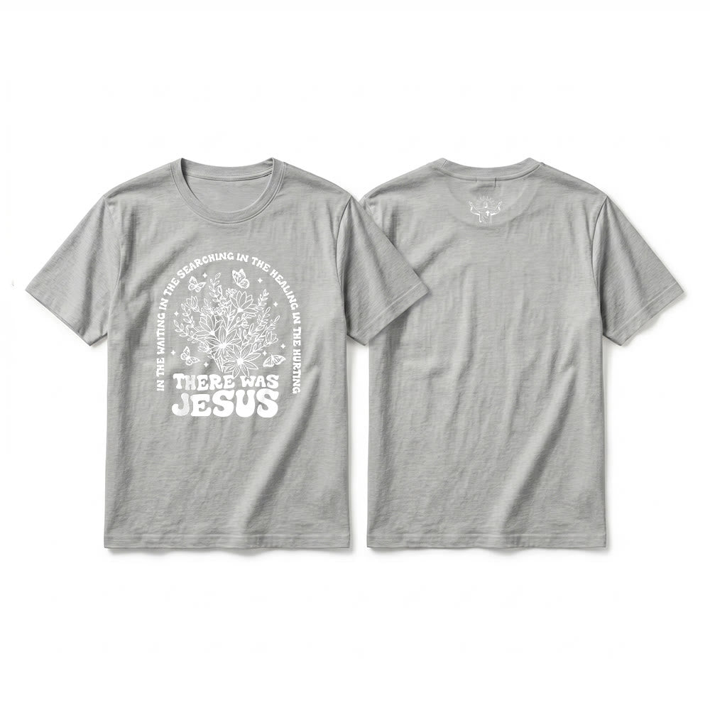 Christianartworkshop "There Was Jesus" Floral & Butterfly Premium Short Sleeve T-Shirt - Grey - 2XL - image 19