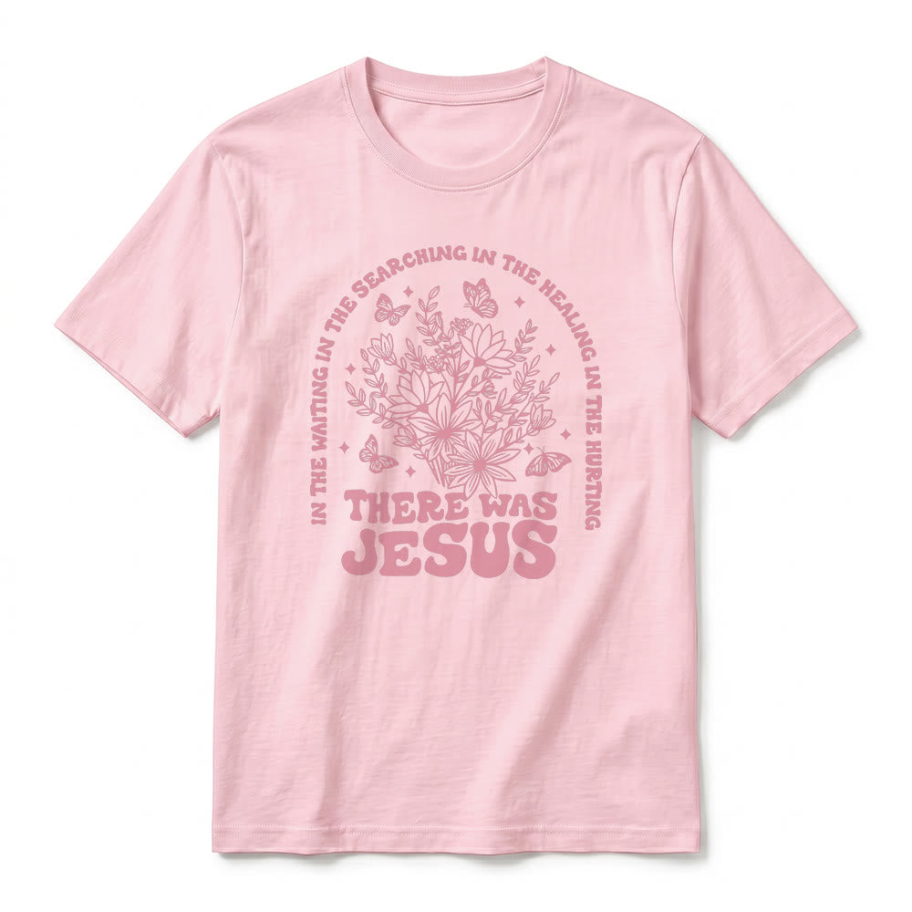 Christianartworkshop "There Was Jesus" Floral & Butterfly Premium Short Sleeve T-Shirt - image 26