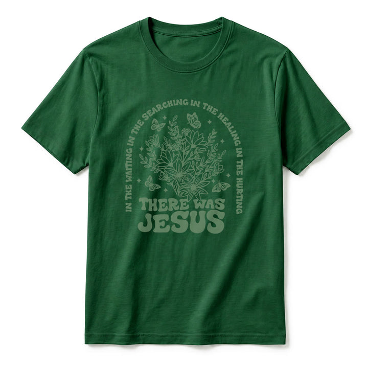 Christianartworkshop "There Was Jesus" Floral & Butterfly Premium Short Sleeve T-Shirt - image 5