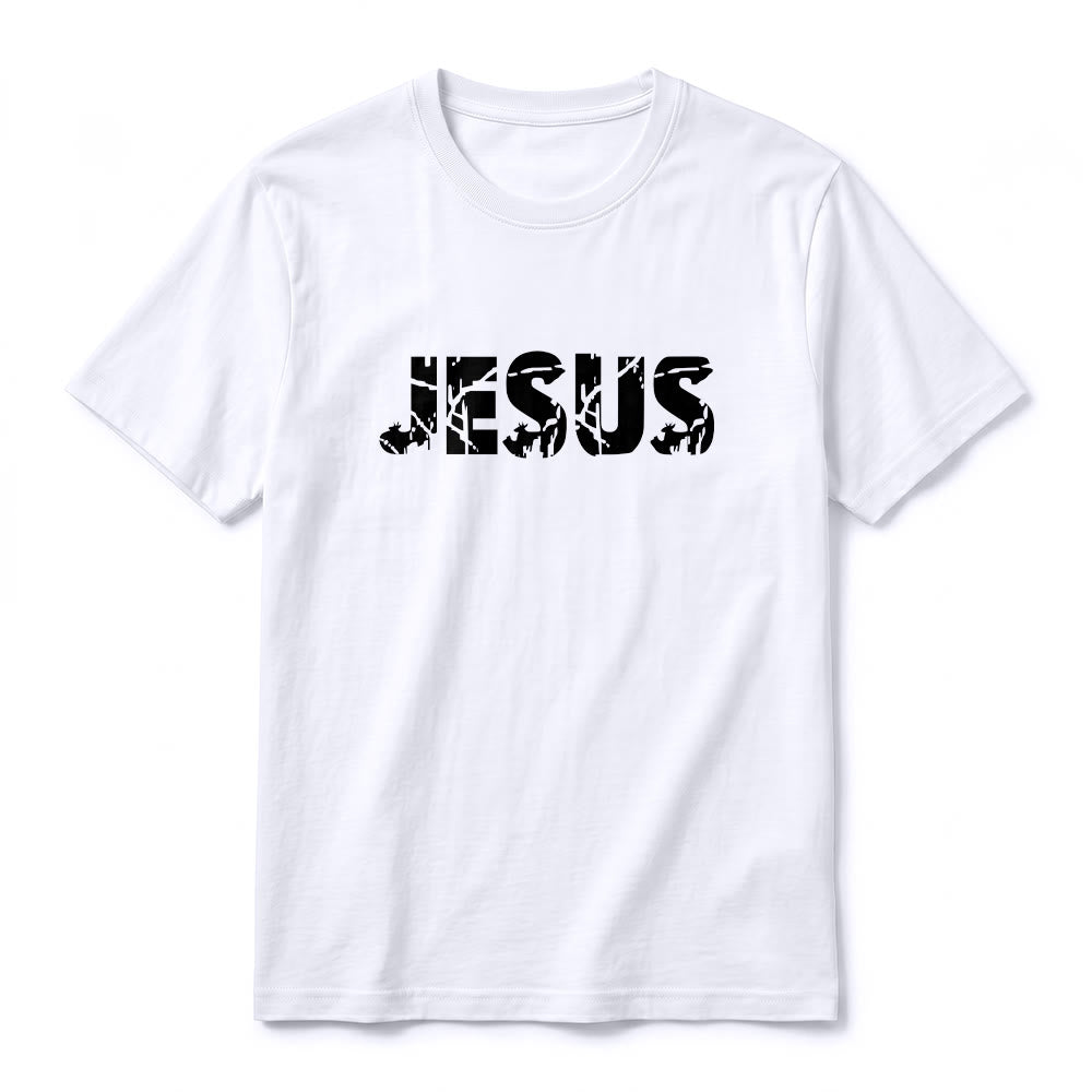 Christianartworkshop "JESUS" Mountain Cross Premium Short Sleeve T-Shirt - image 8