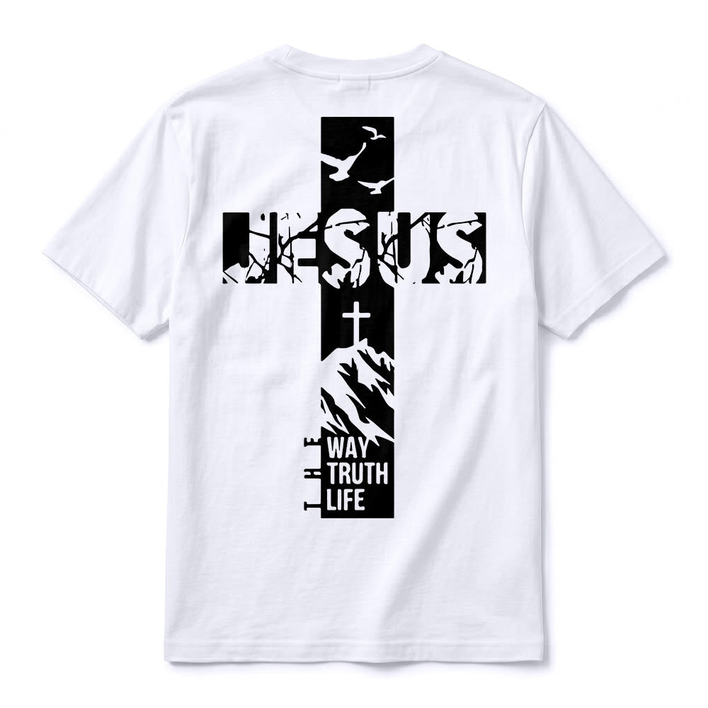 Christianartworkshop "JESUS" Mountain Cross Premium Short Sleeve T-Shirt - image 9