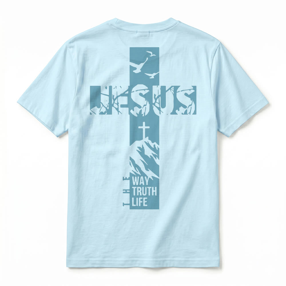 Christianartworkshop "JESUS" Mountain Cross Premium Short Sleeve T-Shirt - image 15