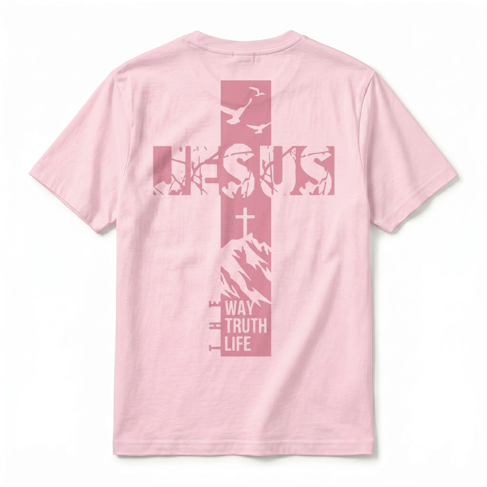 Christianartworkshop "JESUS" Mountain Cross Premium Short Sleeve T-Shirt - image 27