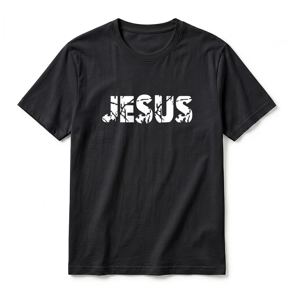 Christianartworkshop "JESUS" Mountain Cross Premium Short Sleeve T-Shirt - image 5