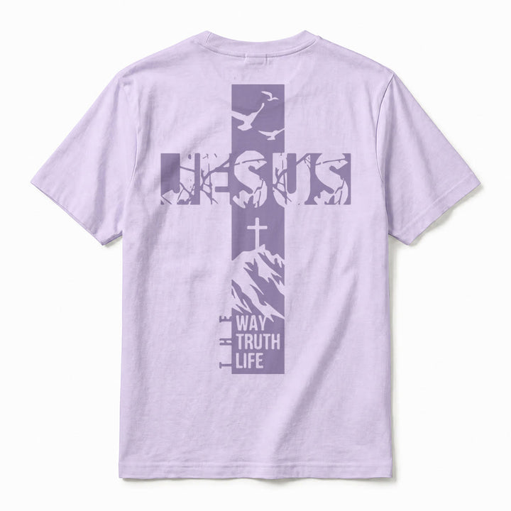 Christianartworkshop "JESUS" Mountain Cross Premium Short Sleeve T-Shirt - image 18