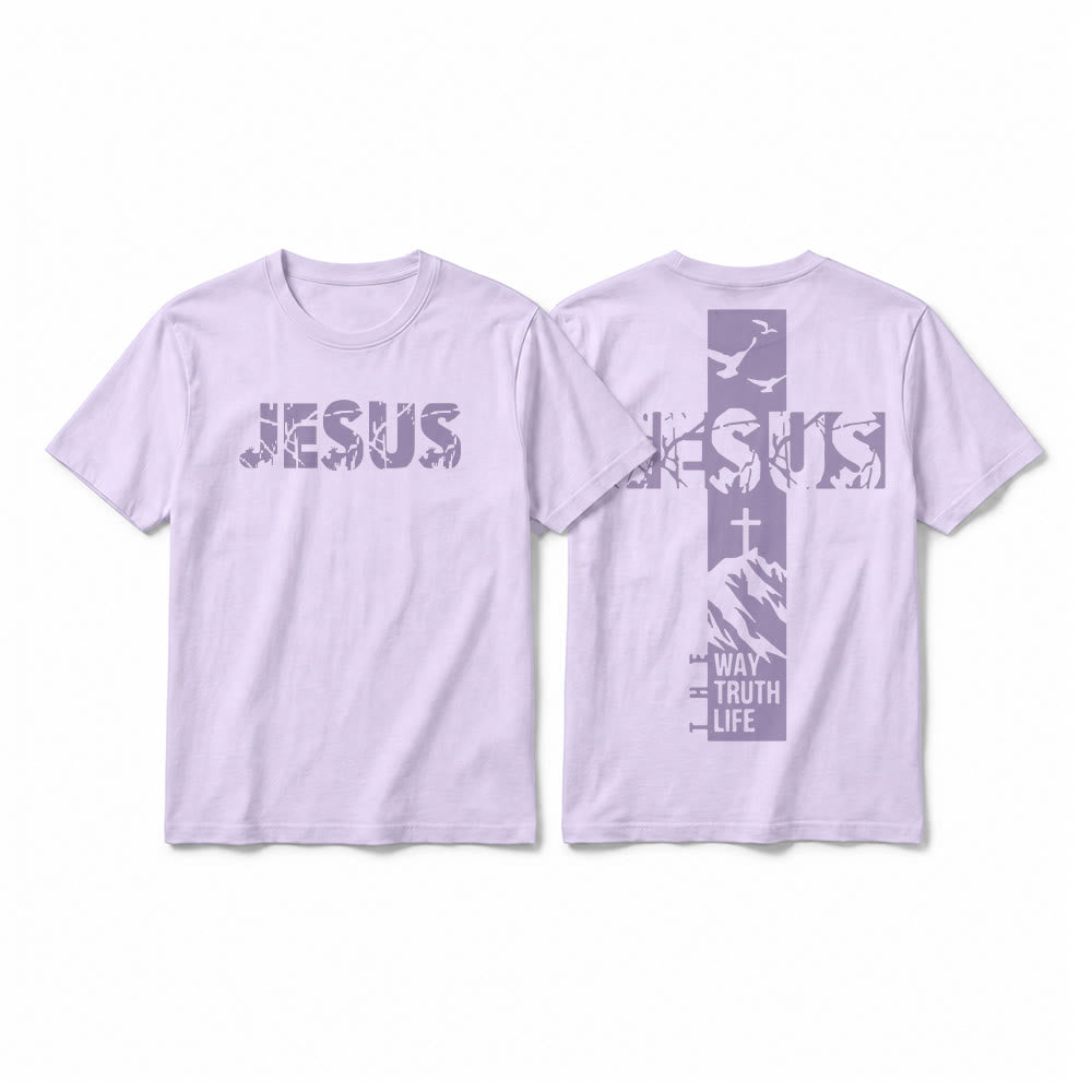 Christianartworkshop "JESUS" Mountain Cross Premium Short Sleeve T-Shirt - Purple - 2XL - image 16