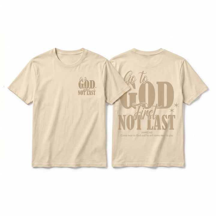 Christianartworkshop "Go to God First" Faith Reminder Premium Short Sleeve T-Shirt - Beige - 2XL - image 4
