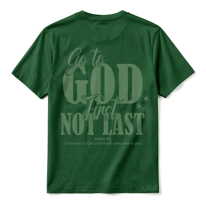 Christianartworkshop "Go to God First" Faith Reminder Premium Short Sleeve T-Shirt - image 15