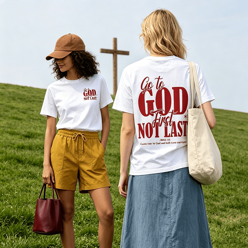 Christianartworkshop "Go to God First" Faith Reminder Premium Short Sleeve T-Shirt - image 0