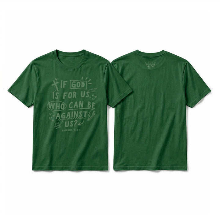 Christianartworkshop "If God Is For Us Who Can Be Against Us Romans 8:31" Premium Short Sleeve T-Shirt - Dark Green - 2XL - image 10