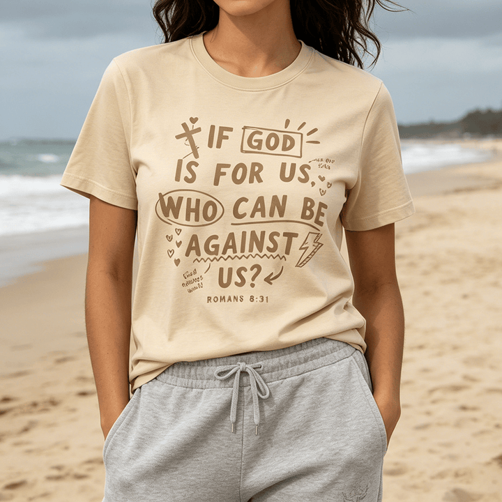 Christianartworkshop "If God Is For Us Who Can Be Against Us Romans 8:31" Premium Short Sleeve T-Shirt - image 0