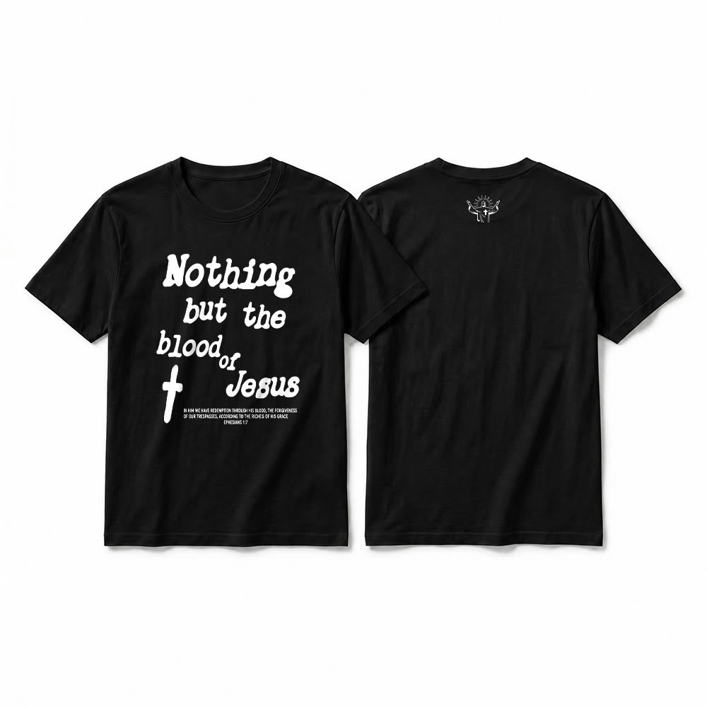 Christianartworkshop "Nothing but the blood of Jesus" Premium Short Sleeve T-Shirt - Black - 2XL - image 4
