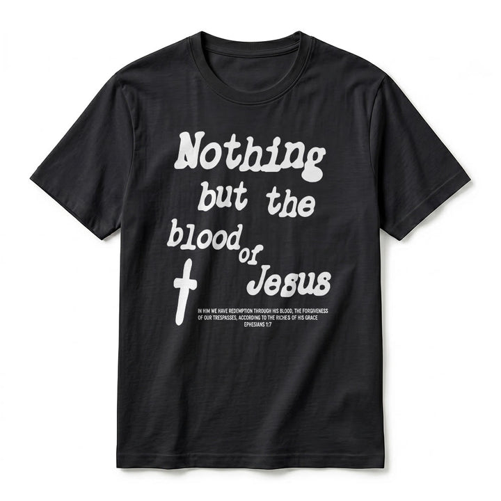 Christianartworkshop "Nothing but the blood of Jesus" Premium Short Sleeve T-Shirt - image 5