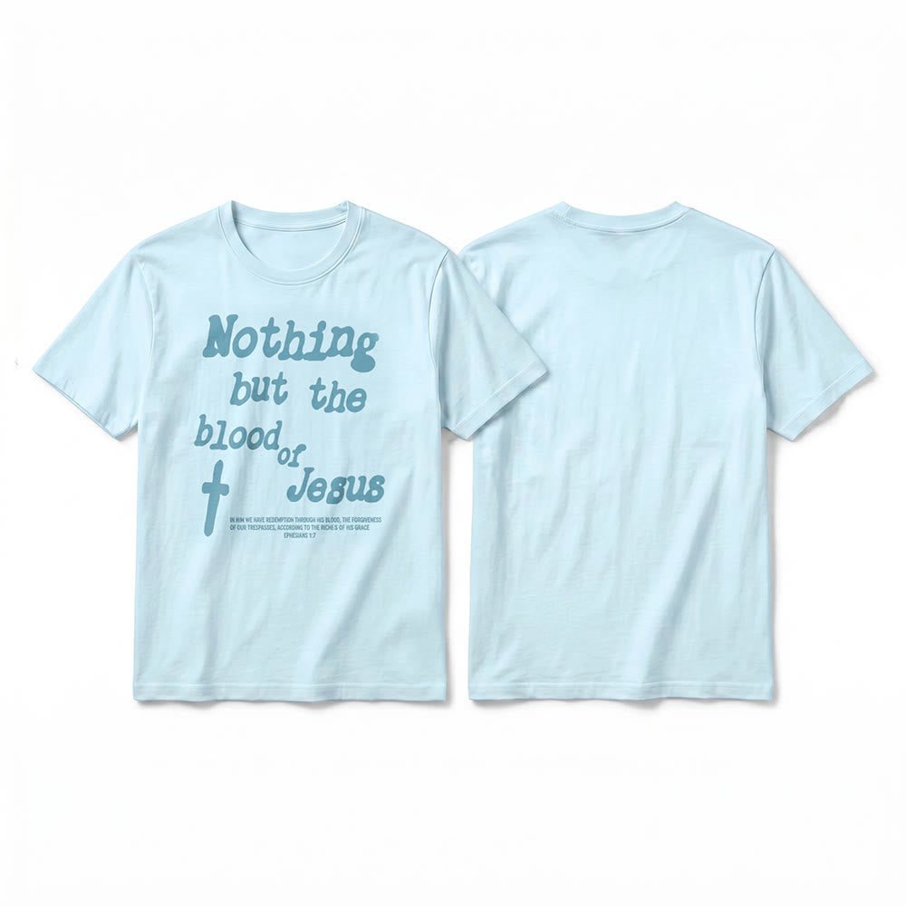 Christianartworkshop "Nothing but the blood of Jesus" Premium Short Sleeve T-Shirt - Blue - 2XL - image 13