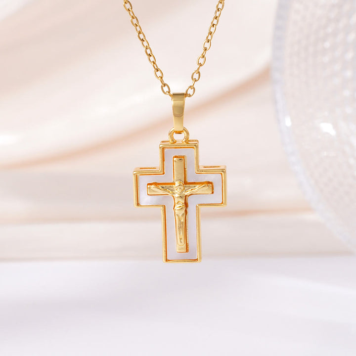 Christianartworkshop Layered Crucifix Cross Pendant Necklace: A Symbol of Redemption and Everlasting Grace - Golden - image 3