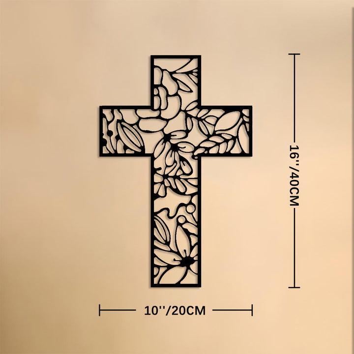 Christianartworkshop Floral Hollow Cross Metal Wall Decor: Emblem of Eternal Hope and Grace - 16''*8''*0.04''/40*20*0.1cm - image 6