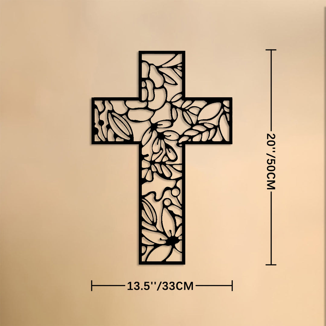 Christianartworkshop Floral Hollow Cross Metal Wall Decor: Emblem of Eternal Hope and Grace - 20''*13.5''*0.06''/50*33*0.15cm - image 7