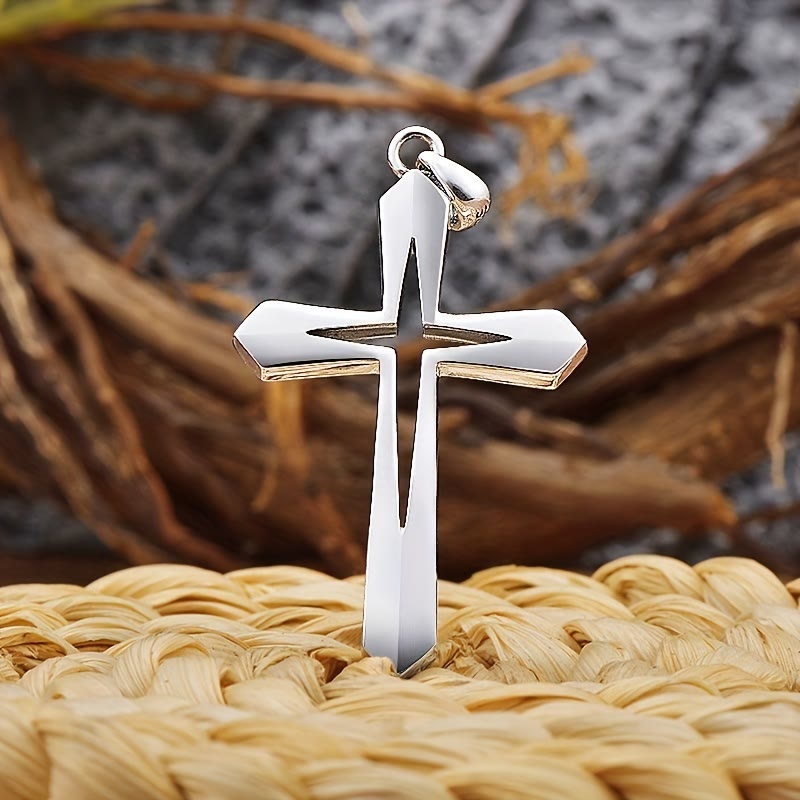 Christianartworkshop Sleek Contoured Cross Charm Necklace: Embodying Steadfast Grace and Heavenly Blessing - image 1