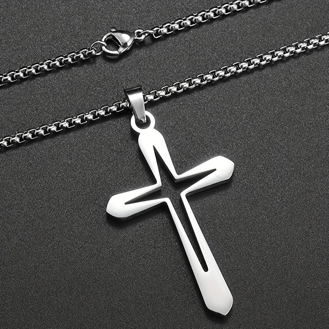 Christianartworkshop Sleek Contoured Cross Charm Necklace: Embodying Steadfast Grace and Heavenly Blessing - image 5