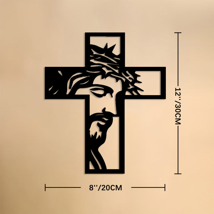 Christianartworkshop Thorn-Crowned Contemplative Jesus Cross Metal Wall Decor: Emblem of Sacrifice and Mercy - 11.81''*7.87''*0.04''/30*20*0.1cm - image 5