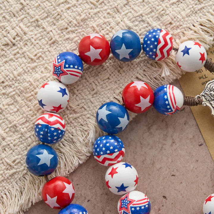 FREE Today: Patriotic American Flag Cross Rosary with Red White Blue Stars & Stripes Beads - image 6