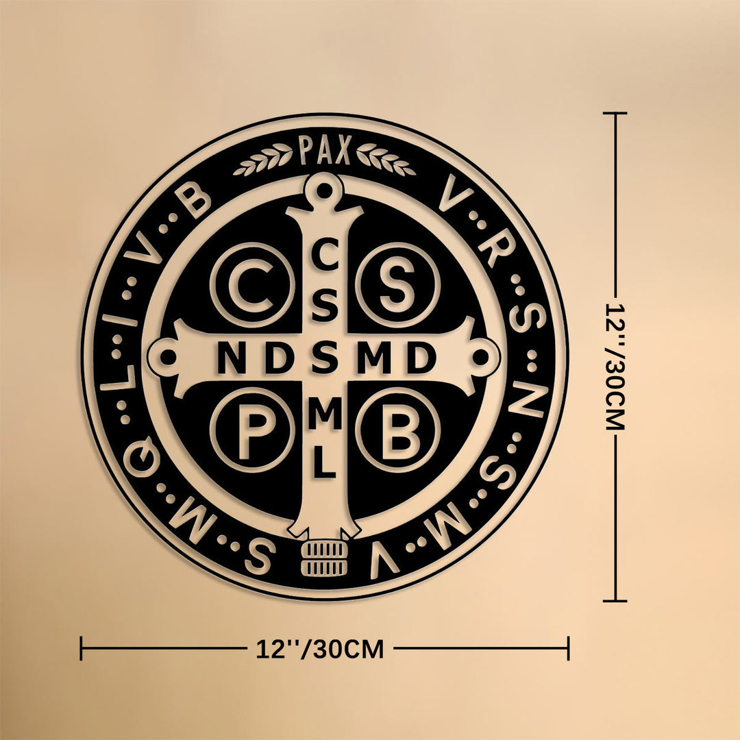 Christianartworkshop Classic Medal Style St.Benedict Circular Metal Decor: Timeless Token of Spiritual Protection - 11.81''*11.81''*0.4''/30*30*0.1cm - image 5