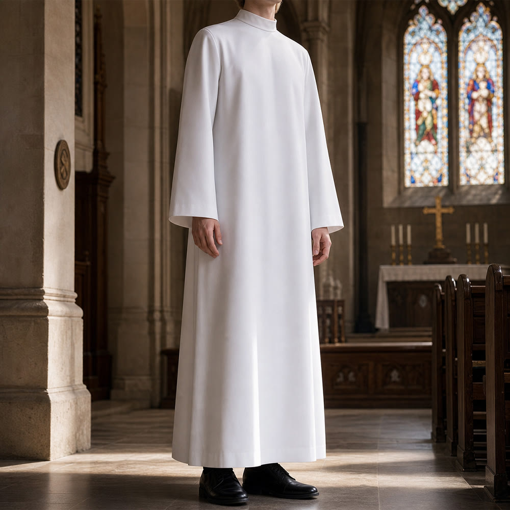 Christianartworkshop Plain White Liturgical Alb for Sacred Ceremonies - image 1