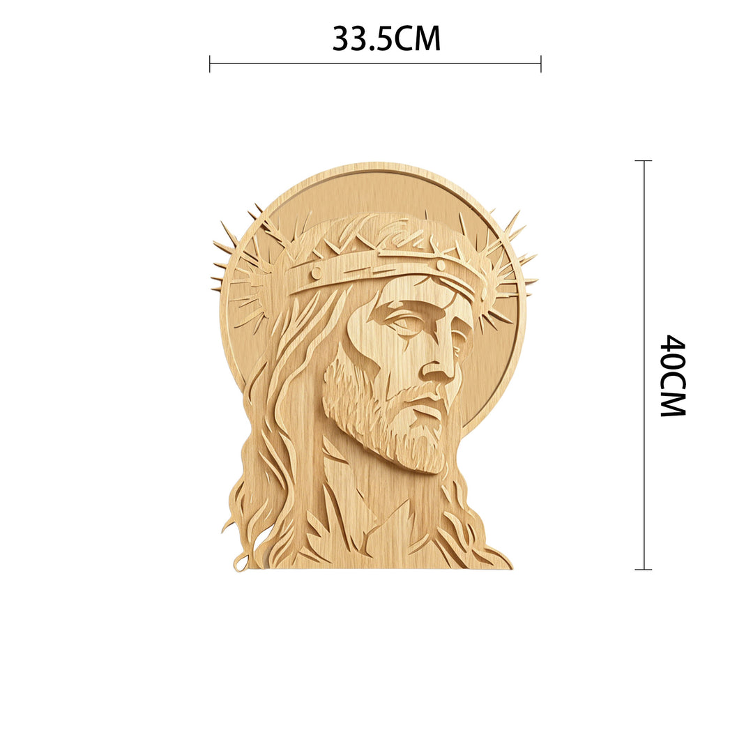 Christianartworkshop Timeless Thorn Crown Holy Face Wooden Wall Plaque: Emblem of Mercy and Sacrifice - 13.19''*15.75''*0.2''/33.5*40*0.5cm - image 5