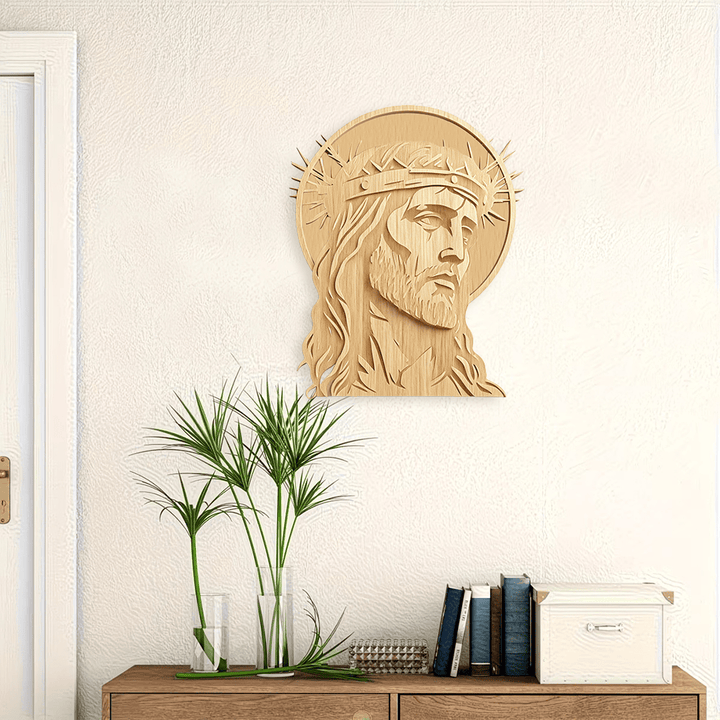 Christianartworkshop Timeless Thorn Crown Holy Face Wooden Wall Plaque: Emblem of Mercy and Sacrifice - image 1