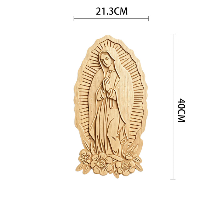 Christianartworkshop Radiant Halo Our Lady of Guadalupe Wooden Wall Plaque: Emblem of Gentle Protection - 8.39''*15.75''*0.2''/21.3*40*0.5cm - image 5