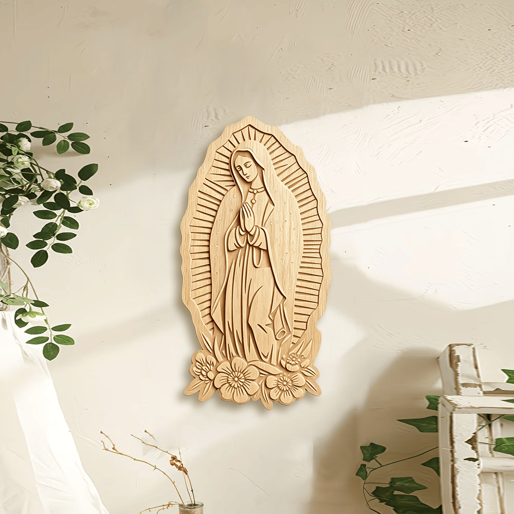 Christianartworkshop Radiant Halo Our Lady of Guadalupe Wooden Wall Plaque: Emblem of Gentle Protection - image 0