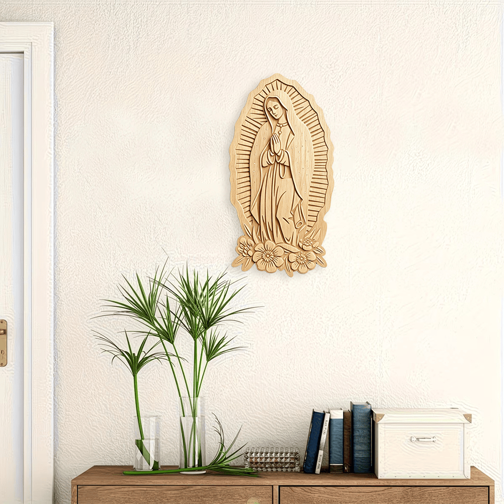 Christianartworkshop Radiant Halo Our Lady of Guadalupe Wooden Wall Plaque: Emblem of Gentle Protection - image 3