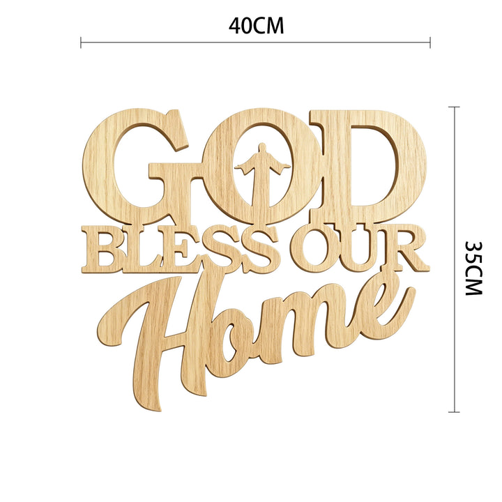 Christianartworkshop Silhouette Inlaid God Bless Our Home Wooden Wall Sign: Emblem of Family Blessing - 15.75''*13.78''*0.2''/40*35*0.5cm - image 5